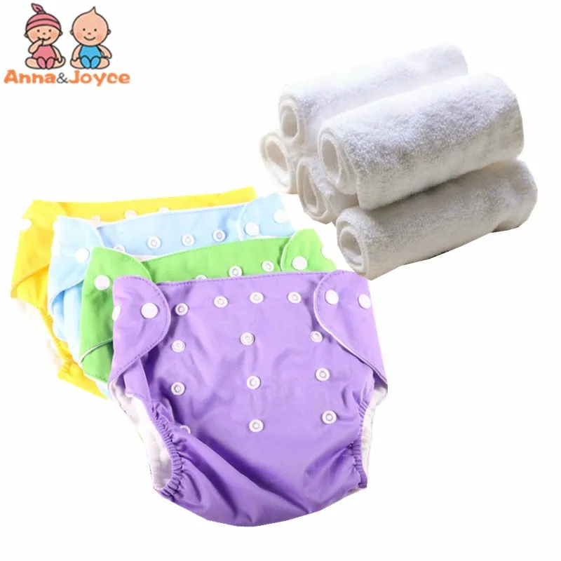4 Diapers+10pc 3layers Inserts Baby Adjustable Diaper Washable Cloth