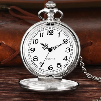 

Fashion Silver Smooth Pocket Watch Pendant Creative Chain Vintage Quartz Watches Gift To Children Men Women Clock