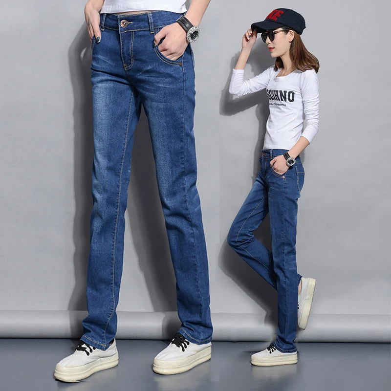 Straight Jeans Woman 2018 New Spring Autumn Fashion Casual Washed Blue High Waist Denim Trousers Jean Femme Straight Jeans Woman 2018 New Spring Autumn Fashion Casual Washed Blue High Waist Denim Trousers Jean Femme