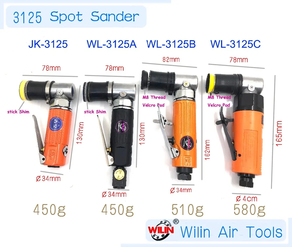 

3125 Style Pneumatic Air Tools Right Angle 90 Degree Angle Mini Spot Repair Palm Orbital Sander Polisher 1 Inch Pad 30mm 25mm