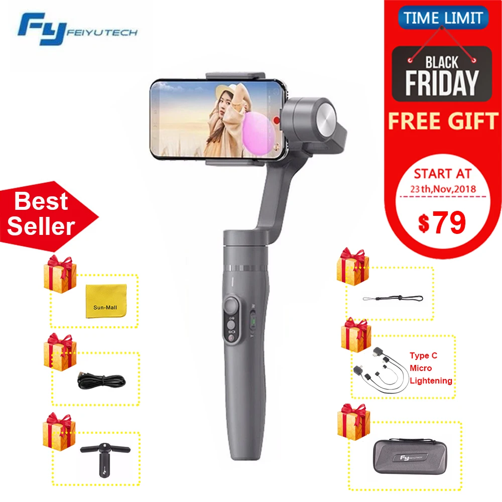 

FeiyuTech Vimble 2 3-Axis Handheld Gimbal Stabilizer for iPhone X 8 7 Plus Samsung Galaxy S9+ S9 S8+ S8 Note 8 Smartphone