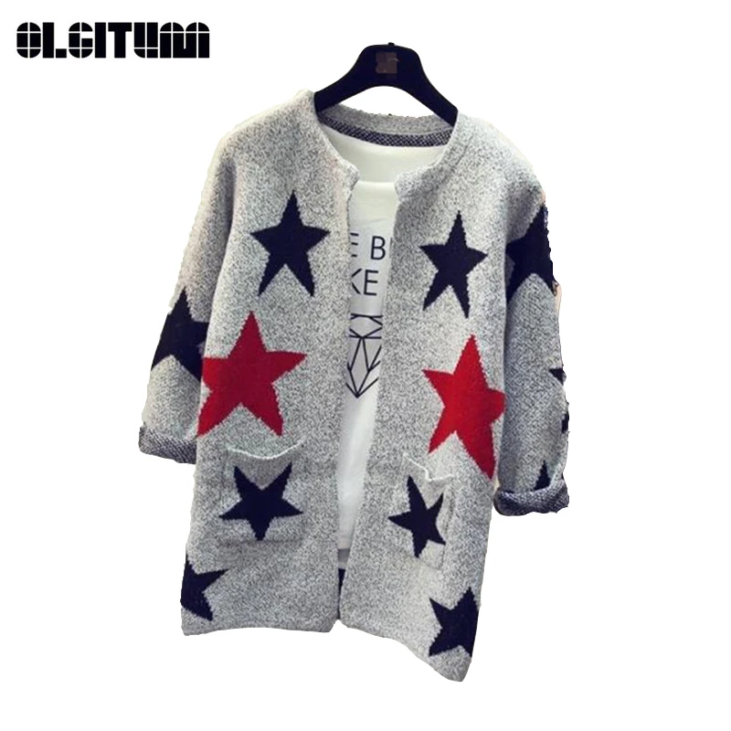 Reooly Cardigan su/éter Mujer Patchwork a Rayas Multicolores Moda Abrigo Largo de Manga Larga