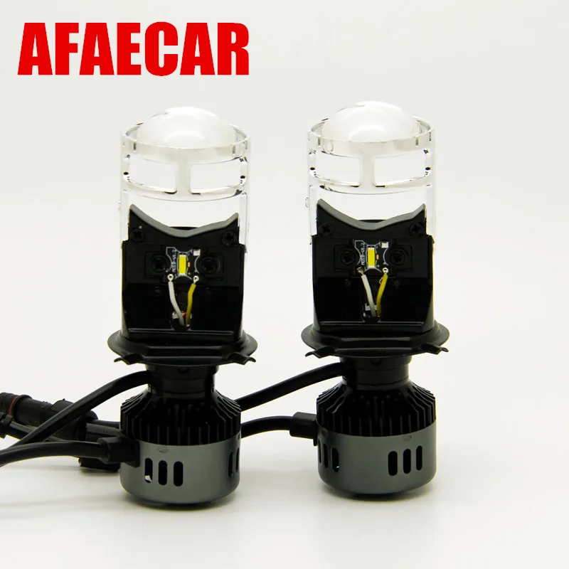 AFAECAR 2 шт. мини светодиодная лампа H4 дальний и ближний свет линза проектор для