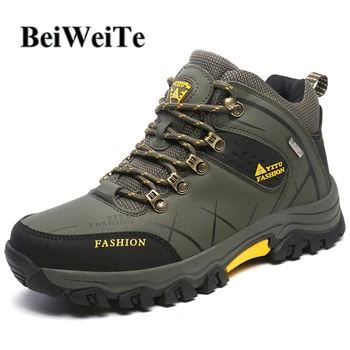 

Spring Men Hiking Shoes Big Size Male Wearable Anti-slip Climbing Sneakers Waterproof Leather Tourism Trekking Outdoor Shoes New