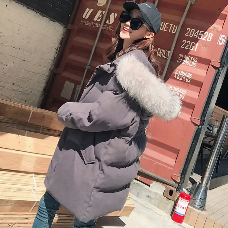Manteau Col Neige Rembourré À Faux Capuchon ardoisé Lâche Épais De Femmes Survêtement Casual Fourrure Chaud 2018 Beige Hiver Veste Z233 Femelle Coton Parka Pta8q