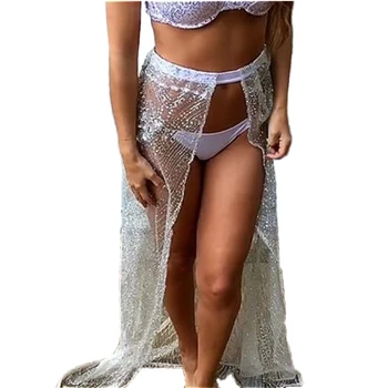 

Black Friday Deals Women Glitter Crochet Lace Swimwear Summer Beach Dress Bikini Cover Up Dress 2017 New Gold Silver Perspective