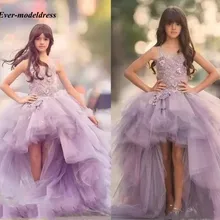 Лавандовые Платья с цветочным узором для девочек на свадьбу, бальное платье с аппликацией, пышные платья для девочек, детское праздничное платье на день рождения