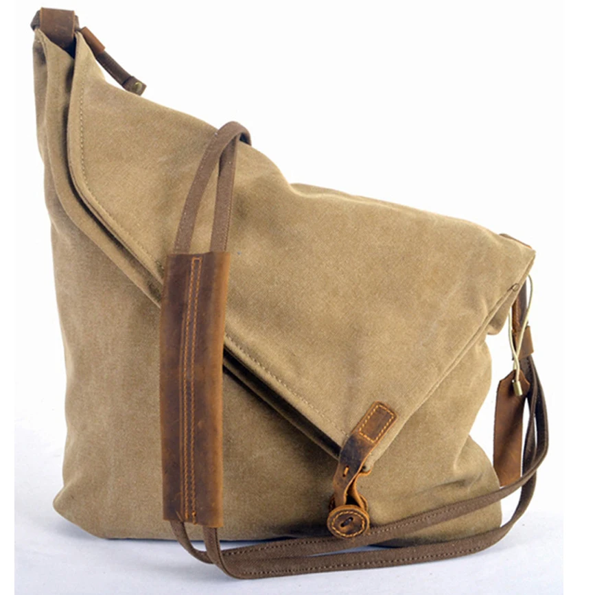 Men Vintage Canvas Leather Crossbody Bag Messenger | Vintage Messanger ...