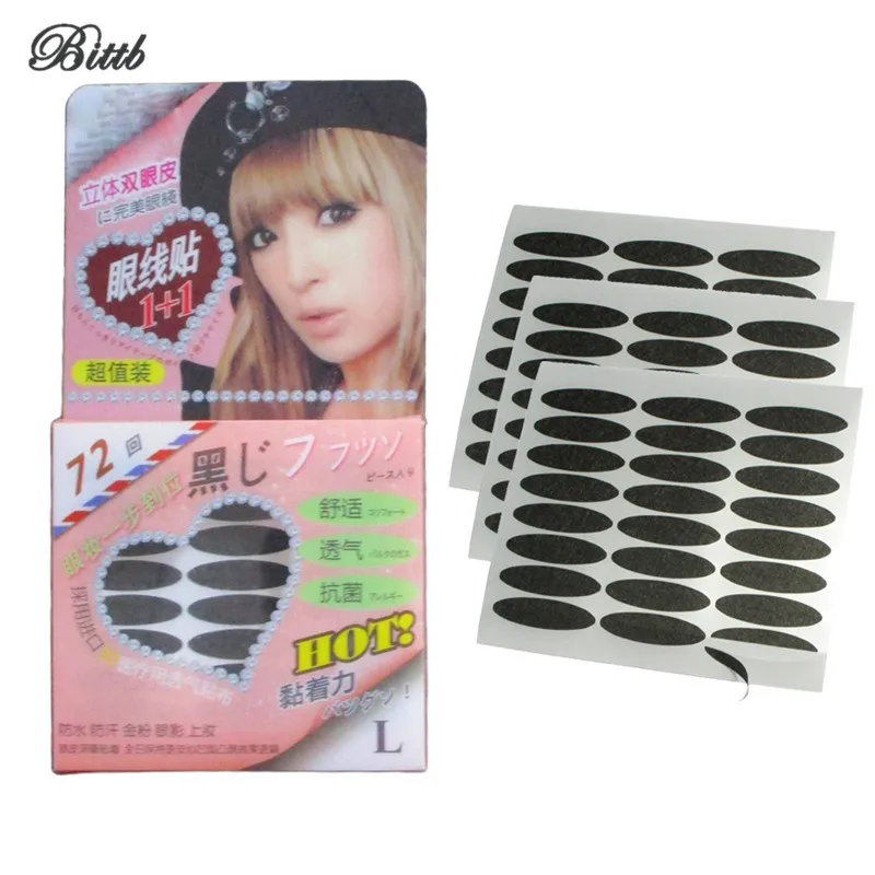 Bittb 72Pairs Black Magic Eyeliner Tape Large Size Oval Eyeline Paste Dual-Eyelid Eyeshadow Hidden Double Eyelid Stickers | Красота и