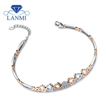 Прекрасный Стильный Одноцветный браслет в форме сердца, 18 К, два тона, золото, натуральный бриллиант, 18 К, золотой бриллиант, браслеты для женщин NA0032