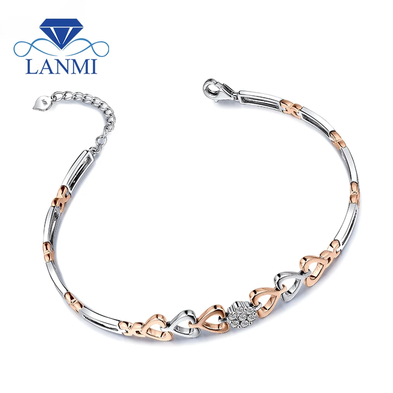Lovely Style Heart Shape Solid 18kt Two Tone Gold Natural Diamond Bracelet 18k Gold Diamond Engagment Bracelets For Women Na0032 Bracelets For Bracelet For Twobracelets For Women Aliexpress