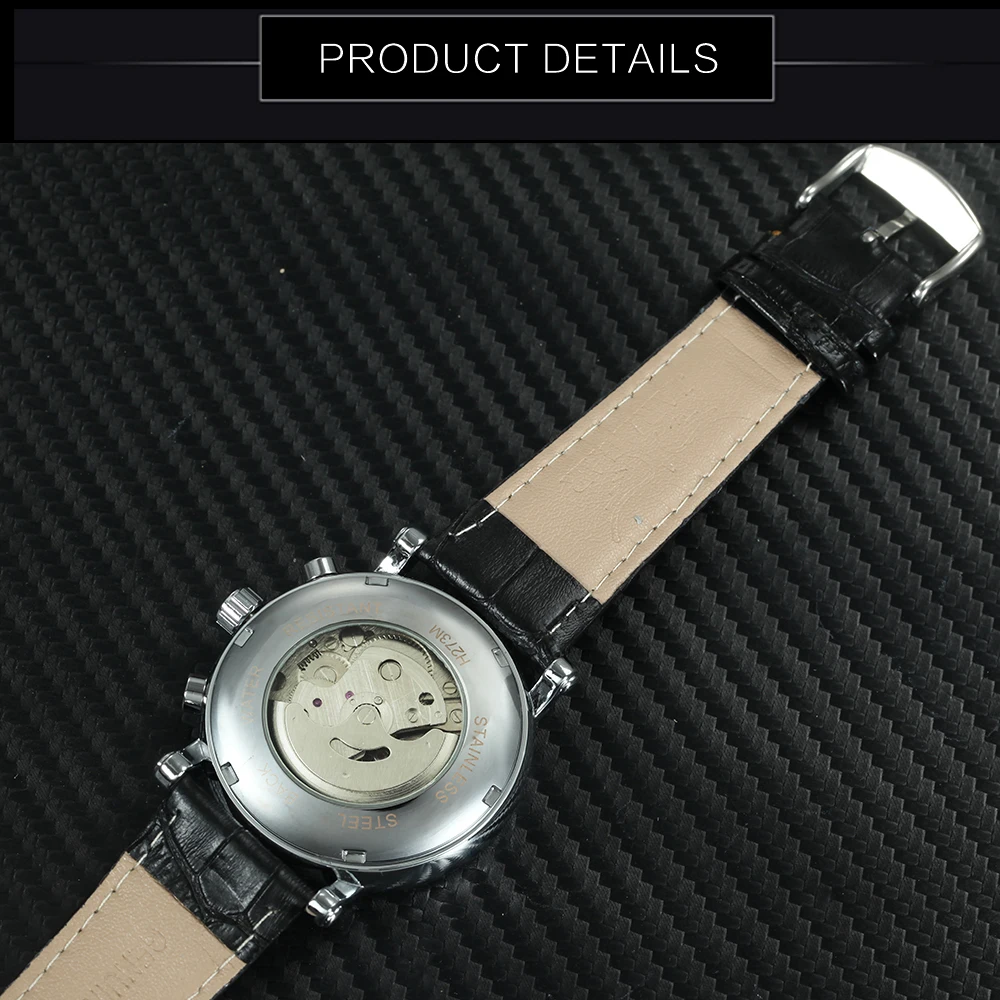JARAGAR, деловые модные автоматические часы для мужчин, 6 стрелок, 3 циферблата, римские механические наручные часы с кожаным ремешком, Лидирующий бренд класса люкс