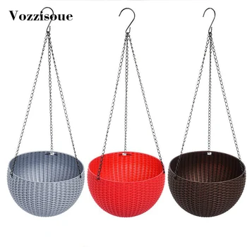 

VOZZISOUE Wholesale Price Hot Double Layers Plant Flower Planter Pot Home Garden Desk Decor Self Watering Planter Hanging Basket