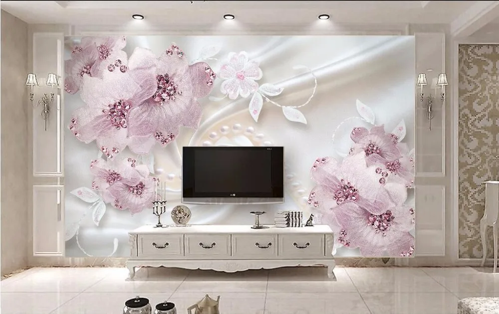 Beibehang пользовательские фото обои 3D Фреска, роскошный Алмазный цветок 3d ювелирные изделия ТВ фон стены убийца papel де parede обои