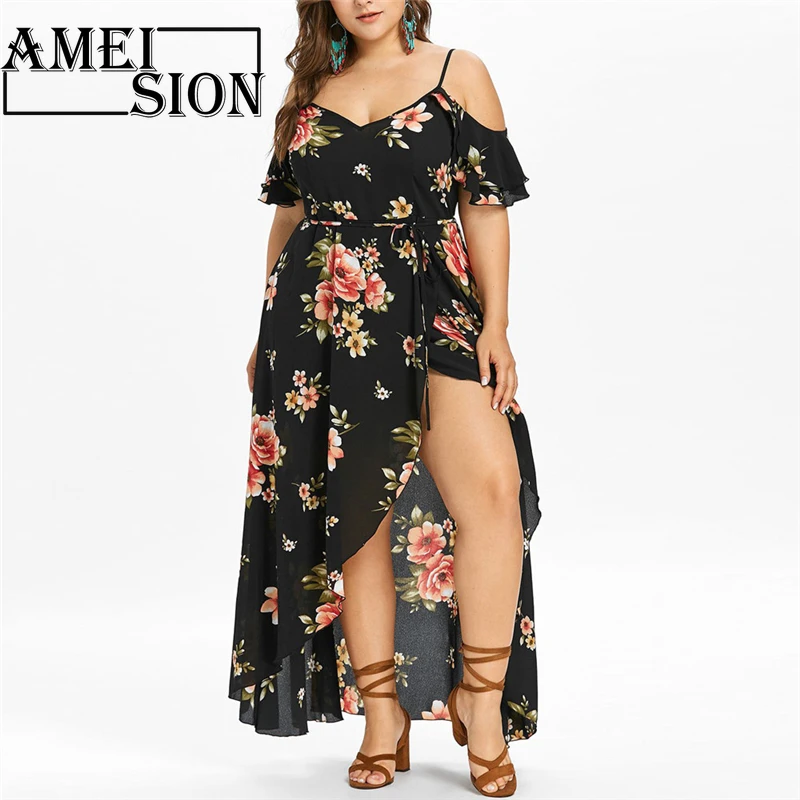 Vestido verano 2018 женское Макси платье с коротким рукавом и открытыми плечами цветочный
