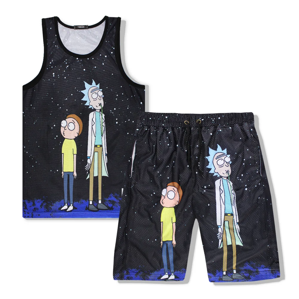 

2019 Sportsuits Set Men Summer Print Beach Vest Set Mens O-Neck Tank Top+ Shorts Fashion 2 Pieces set men summer Tracksuit