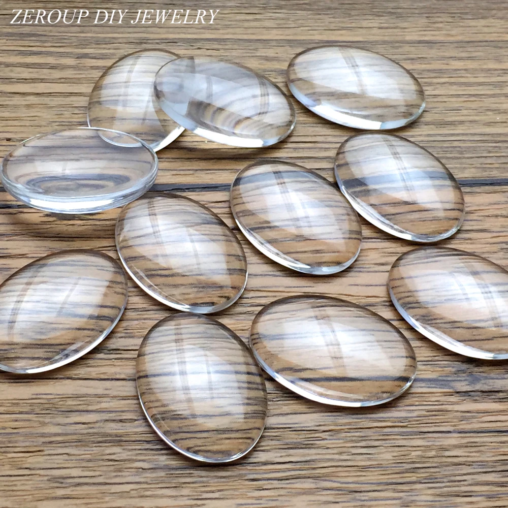ZEROUP 15 шт./лот 18x25 мм ручной работы прозрачное стекло кабошон куполообразный, Овальный аксессуары для ювелирных изделий