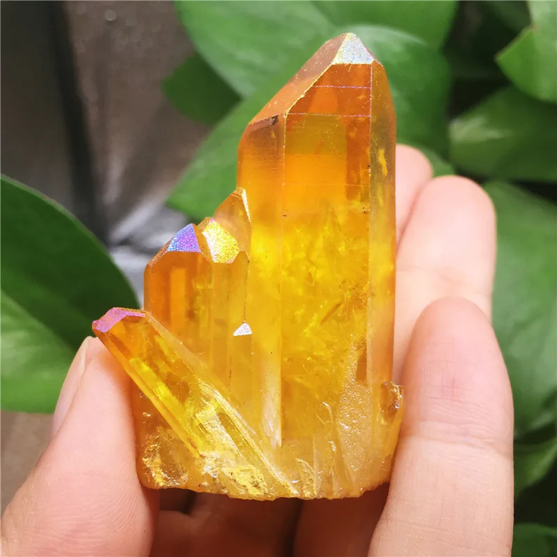 

1pcs Natural crystal quartz Rare yellow flame aura quartz crystal cluster Ore Mineral Healing Specimens Random delivery