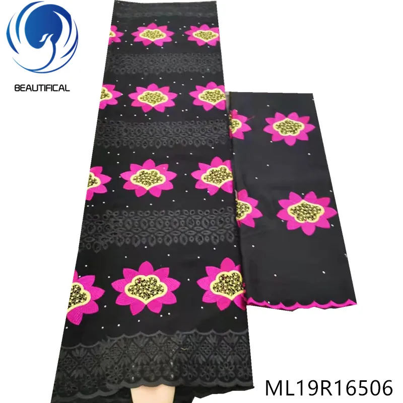 

BEAUTIFICAL nigerian cotton lace fabrics New arrival swiss voile lace fabric for dress embroidery swiss lace 7yards ML19R165