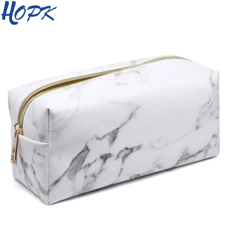 Hopk Marble Pencil font b Case b font for Girls Boy Pencilcase Makeup Storage Supplies Big