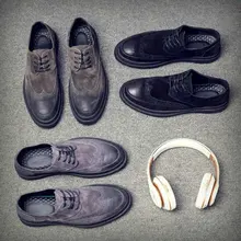 Брендовая модная мужская обувь на плоской подошве; повседневные оксфорды в британском стиле; обувь в деловом стиле; Мужские модельные замшевые броги; вечерние туфли в строгом стиле; LK-25