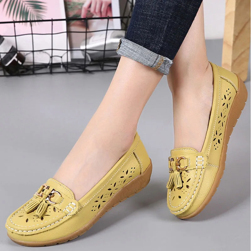 

Shoes Women Genuine Leather ballet flats Woman Sneakers 2018 Fashion Women Flats tenis feminino Hollow Out loafers ladies shoes