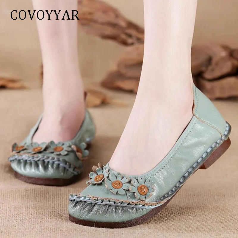 Mocassins Covoyyar Slip Drop Casual Grandes Chaussures Wfs400 Black Appartements marron Tailles Vintage 41 Ship red 35 Fleur En Femmes Sur Souple vert Cuir blanc gris 2019 rC6qar