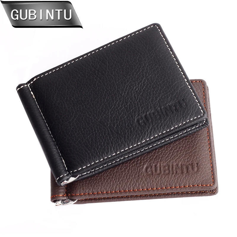

New Brand Men Genuine Leather Money Clip Slim Front Pocket Wallet With ID Credit Card Slots Coin Purse