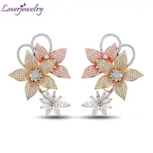 Королевское женское ювелирное изделие, бриллиантовые Помолвочные серьги, роскошный дизайн, твердые 14Kt, разноцветные золотые серьги для продажи WE55