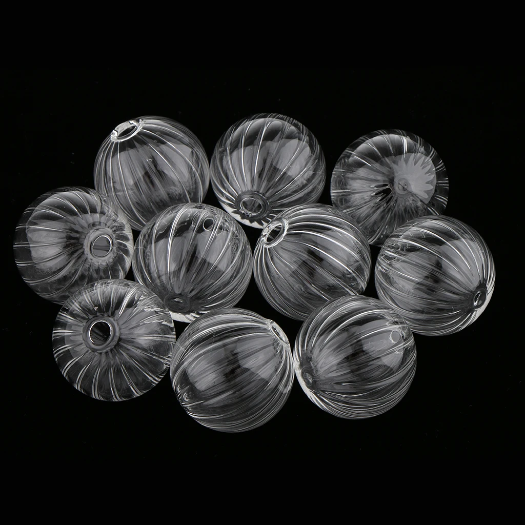 10 Pieces Clear Pumpkin Glass Globe Ball Bottle Wishing Charm Pendant DIY Jewelry Making 