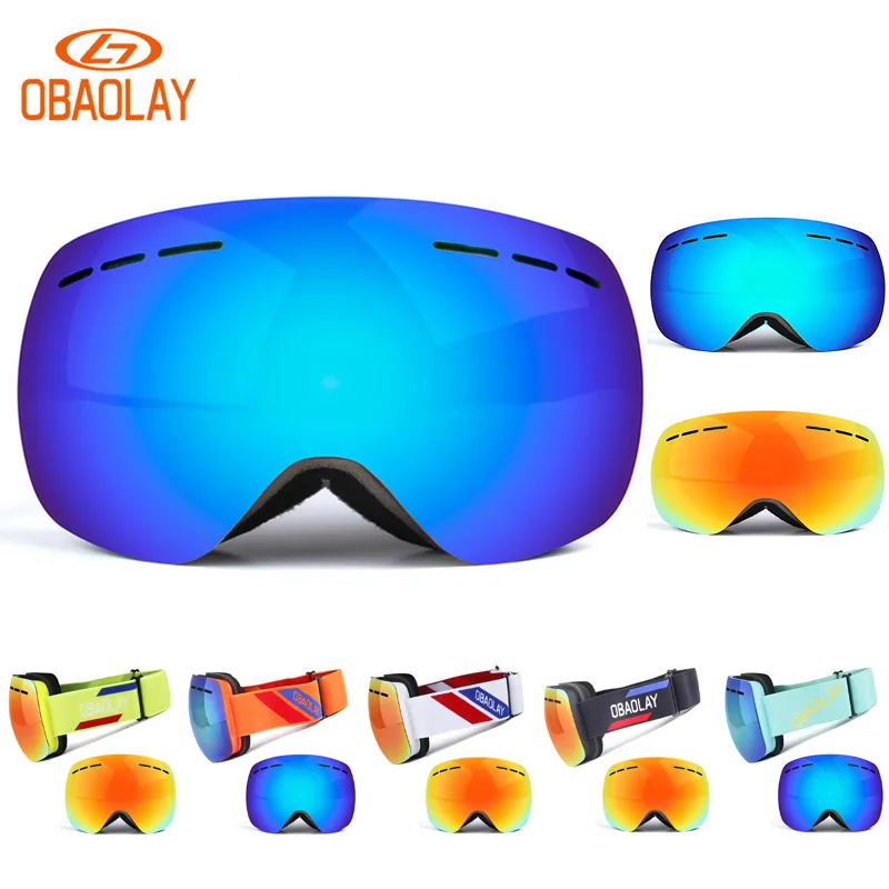 

OBAOLAY New Ski Goggles Cycling Eyewear UV400 Protection Anti-Fog Dual Lens Men Women Youth Snowmobile Skiing Snowboard Goggles