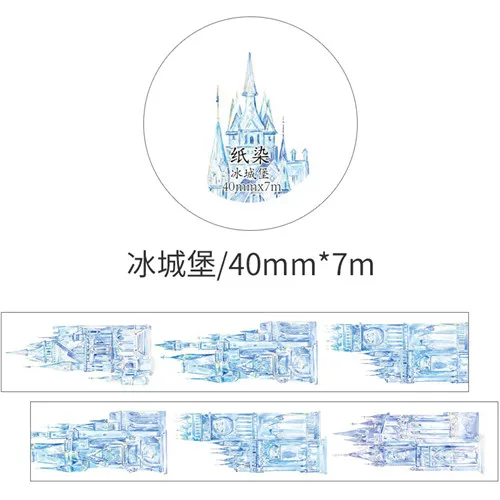 С принтом из мультфильма «снег и лед» вид ледяной Замок принцессы «Холодное сердце» с цветочным принтом дерев сливы Рождественская лента для декорации Washi DIY планировщик дневник изоляционная лента - Цвет: Ice castle
