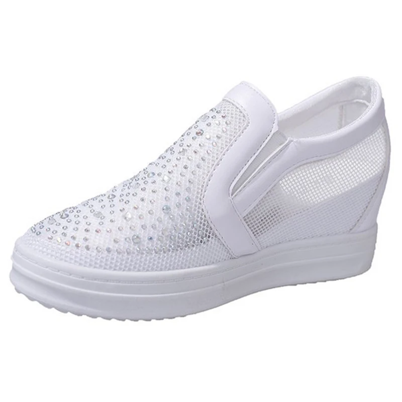 

Shoes Women Vulcanize Shoes Casual Wedges Sneakers Ladies Hidden Height Air Mesh White Shoes Female Tenis Feminino Casual