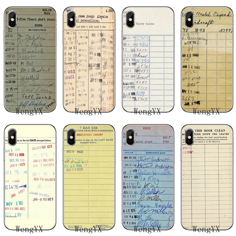 

For Samsung Galaxy J3 J4 J5 J6 J7 J8 A3 A5 A7 A8 A9 Plus Prime pro 2016 2017 2018 fashion Library Book LIBRARY CARD Soft case