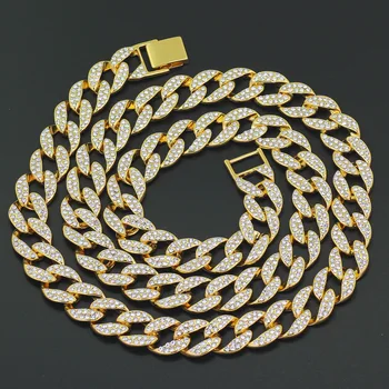 

Mens Iced Out Hip Hop Gold Tone CZ Miami Cuban Link Chain 8"/ 16"/ 18"/ 20"/ 22"/ 24" Necklace Bracelet