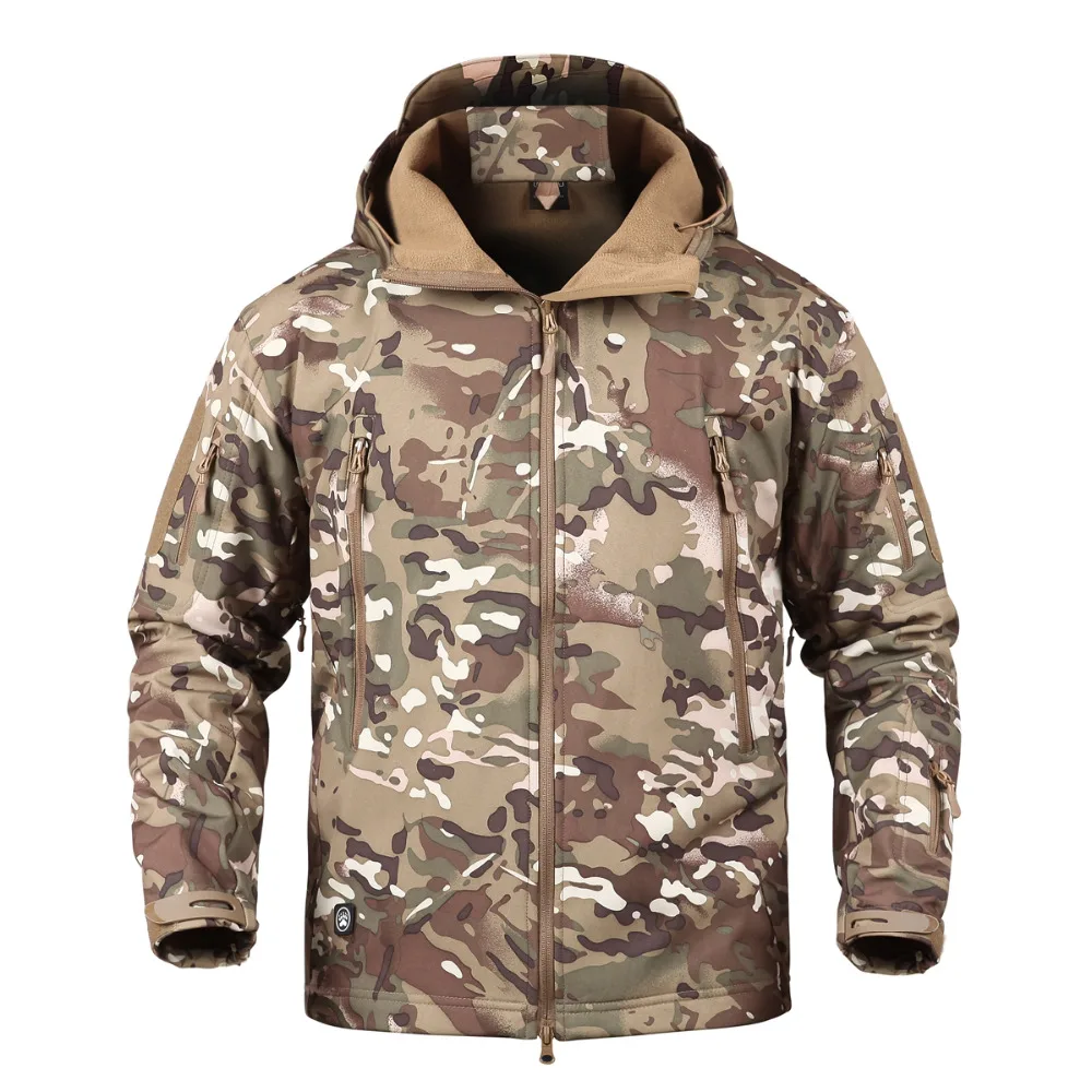 Waterproof Windproof Soft Shell Tactical Jackets Mens Windbreaker Plus Size 5XL Military Camouflage Fleece Jacket Coat Men