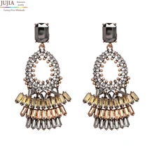 JUJIA, 4 цвета, женские большие массивные Кристальные серьги, модные Кристальные серьги-гвоздики для женщин, ювелирные изделия