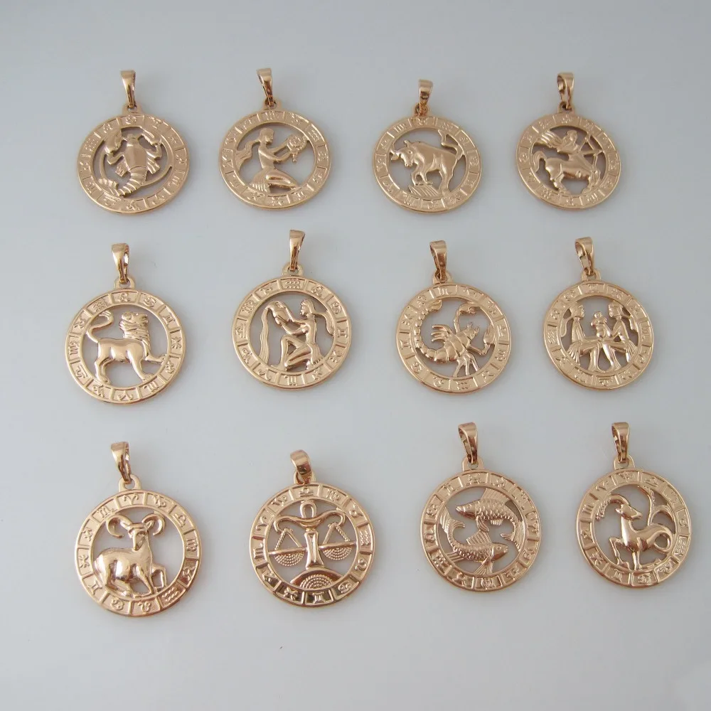 

Mix order 10$ get free shipping/ YELLOW GOLD GP 18" NECKLACE& VIVID 12 CONSTELLATIONS Scorpio Virgo Leo PENDANT HANGS 1.14inch