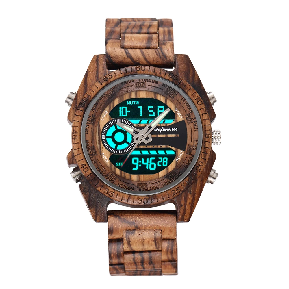 Kopen Goedkoop Shifenmei 2139 Hot Koop Cool Night Light Horloge Hout Watche Houten Vrouwen Mens Band Quartz Horloges Prijs