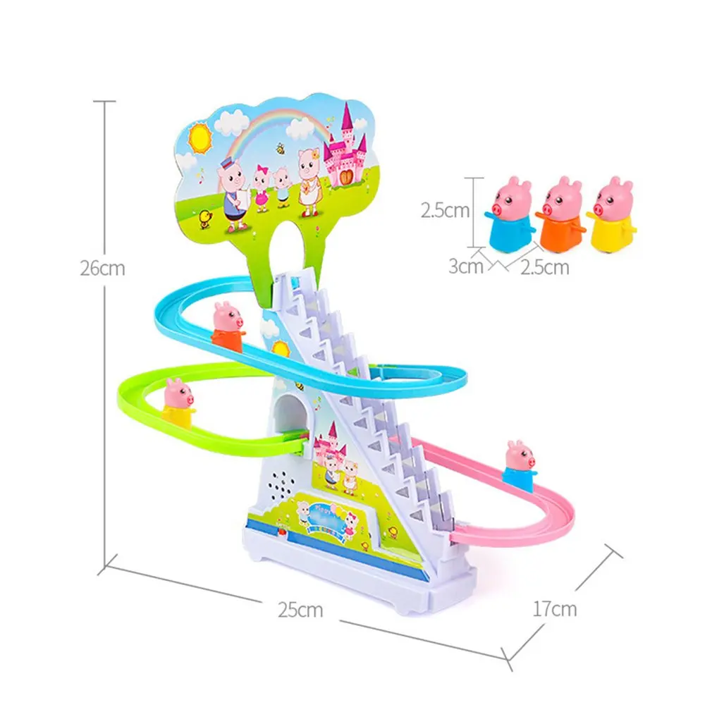 Поросенок Ползания лестницы свет музыкальная дорожка Розовая Свинья электрическая дорожка головоломка мальчик девочка родитель-ребенок Интерактивная игрушка