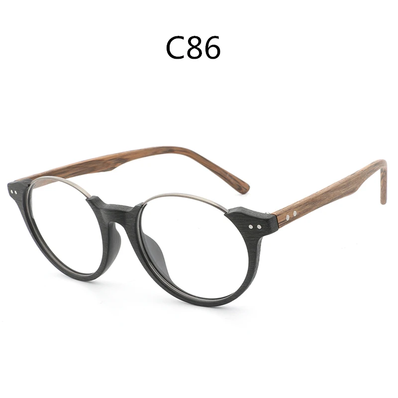 HDCRAFTER деревянные металлические оправы для женщин винтажные прозрачные очки деревянные мужские компьютерные очки для чтения оправы для очков мужские очки - Цвет оправы: C86