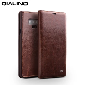 

QIALINO Fashion Genuine Leather Bag Cover for Samsung Galaxy Note 9 Luxury Ultrathin Card Slot Case for Galaxy note 9 6.4 inches