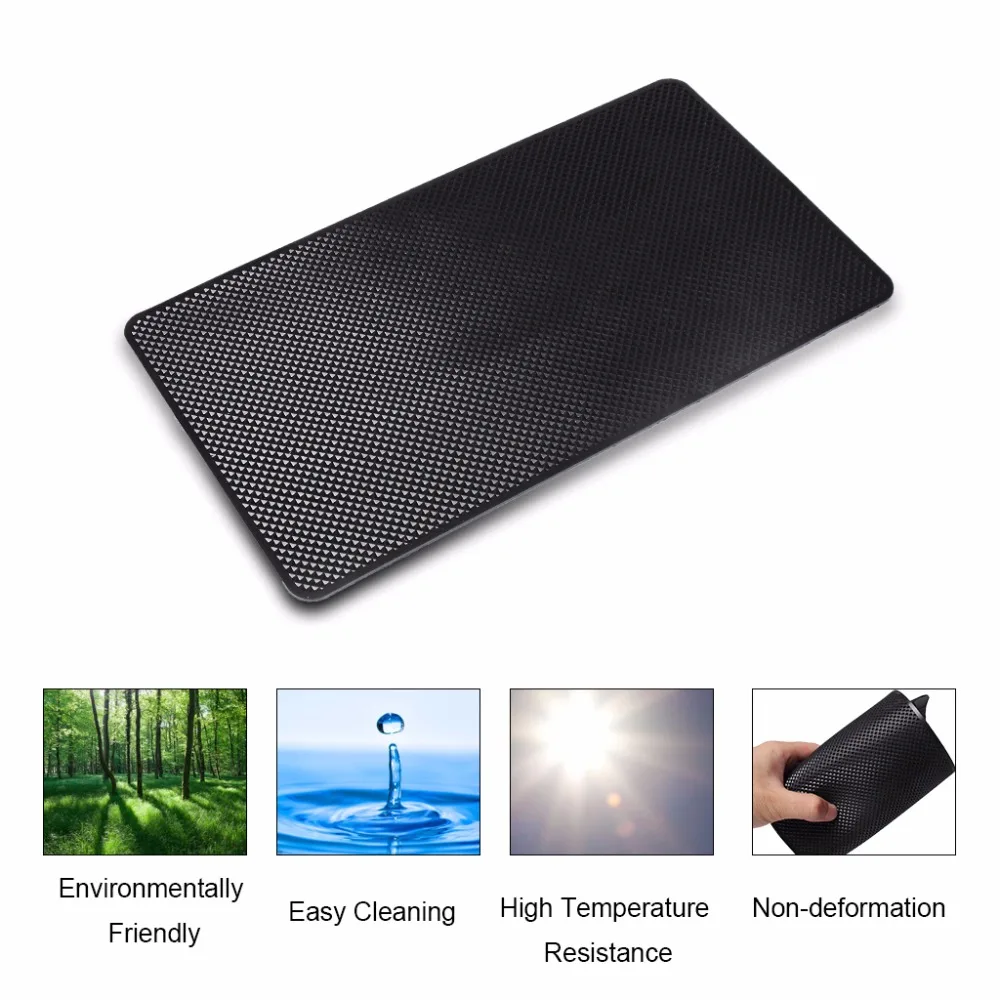 Silica Gel Car Anti-slip Mat For Cellphone Ornaments Fixed Center Console Grid Non-slip Pad 2715cm-Black (4)