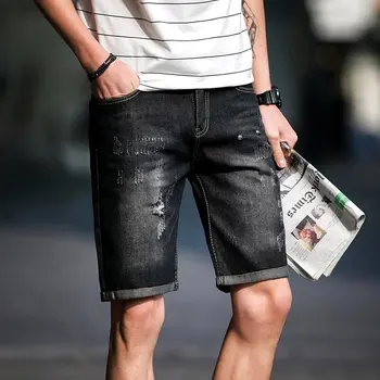 

Summer Denim Shorts Male Jeans New Fashion Leisure Ripped Short Pants Breathable Hole Hip Hop Short New Arrive 2019