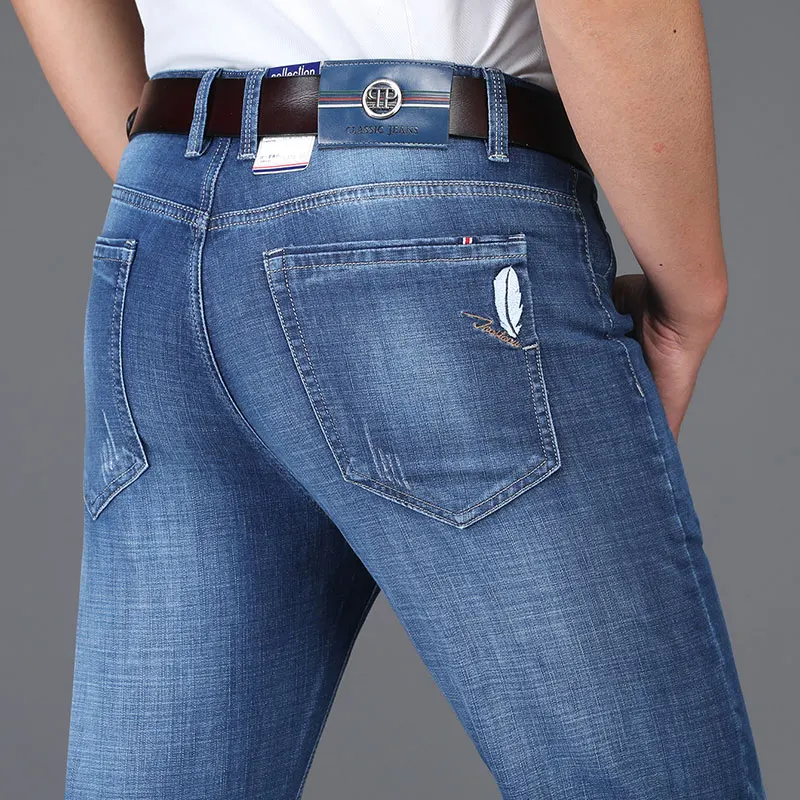 Мужские джинсы весна лето тонкие длинные прямые джинсы мужские хлопок мельница белая Повседневная брендовая одежда джинсовые штаны мужские деловые брюки