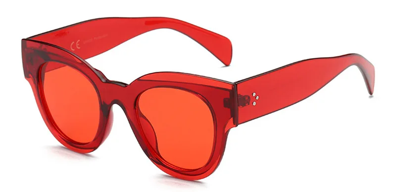 SHAUNA, Ретро стиль, женские солнцезащитные очки кошачий глаз, фирменный дизайн, украшение ногтей - Цвет линз: Red Red