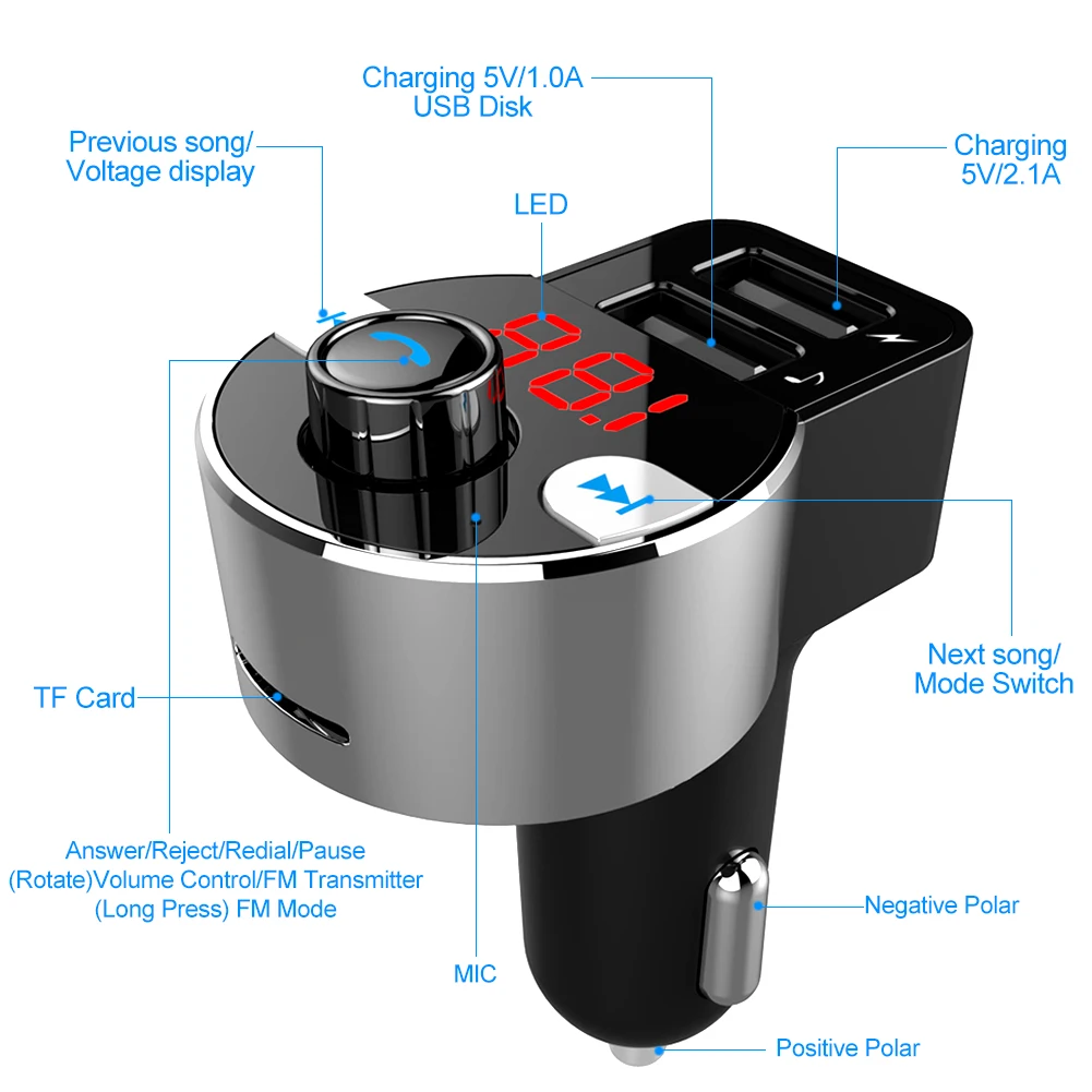 Автомобильный Bluetooth fm-передатчик беспроводной автомобильный передатчик приемник громкой связи Flac аудио плеер двойной USB Автомобильное зарядное устройство Порт