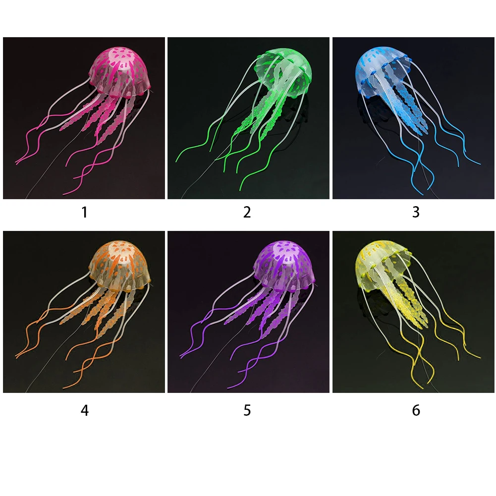 5.5cm*18cm Lovely Silicone Glowing Effect Artificial Jellyfish Fish Tank Aquarium Decoration Beautiful Ornament