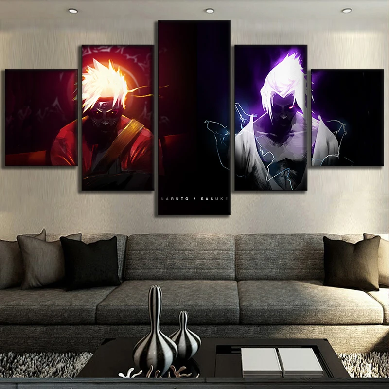 5 шт. холст искусство наруто VS Sasuke Sage Mode аниме Cuadros Decoracion настенная живопись для