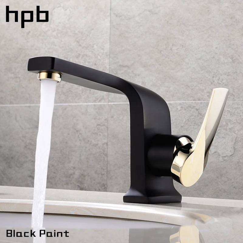 

HPB Bathroom Sink Mixer Faucet Basin Water Tap Oil Rubbed Finish Single Handle Hot And Cold Deck Mounted Elegant Style IFC034